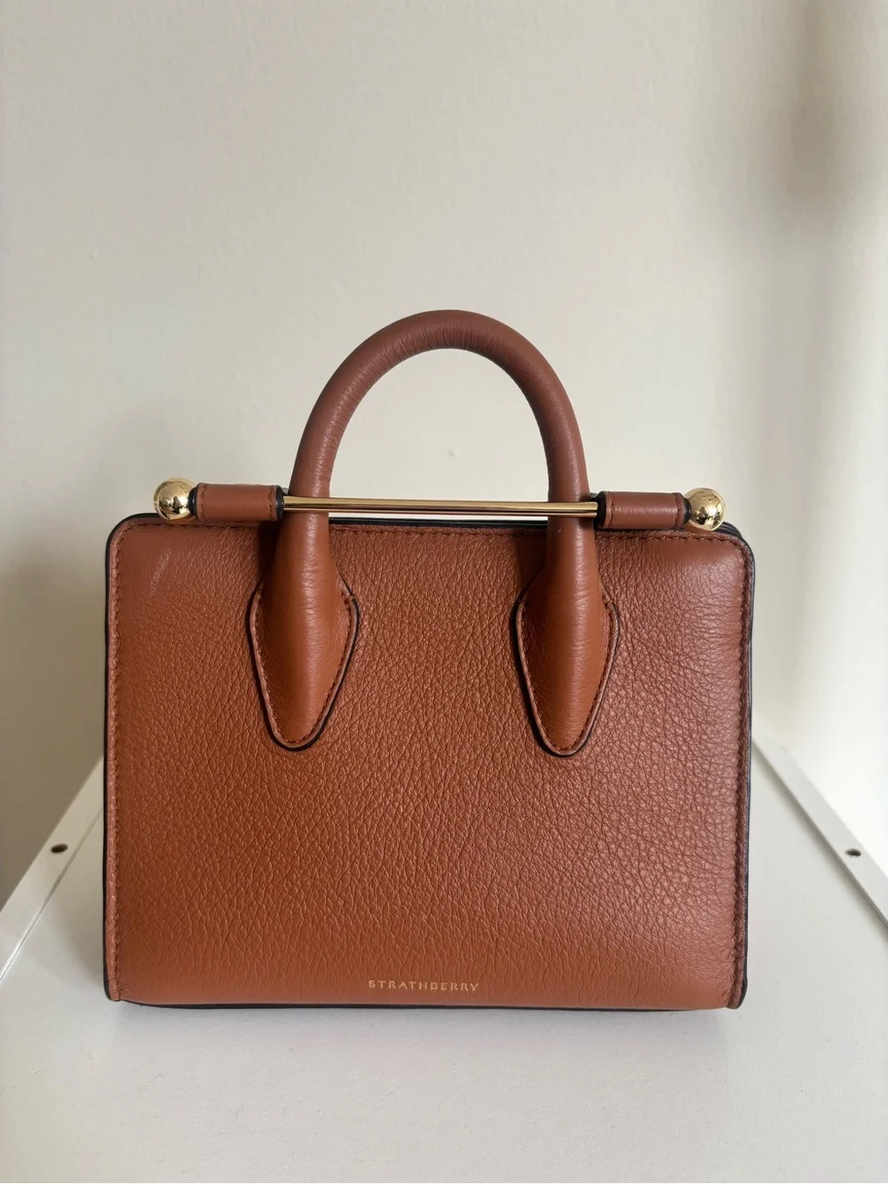 Strathberry Nano Tote in Chestnut w/ Crossbody Strap, Dust Bag, Auth Card & Box - Picture 8 of 9